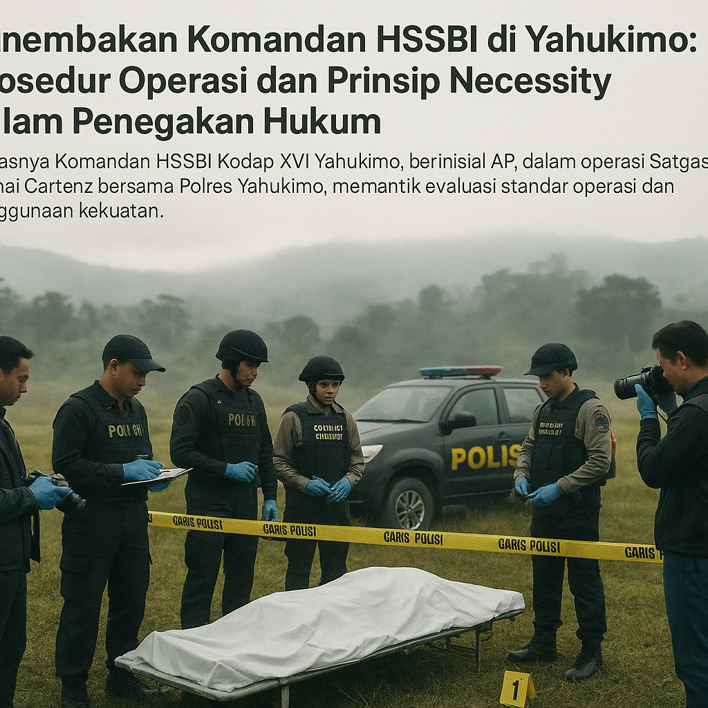 Penembakan Komandan HSSBI di Yahukimo: Prosedur Operasi dan Prinsip Necessity dalam Penegakan Hukum