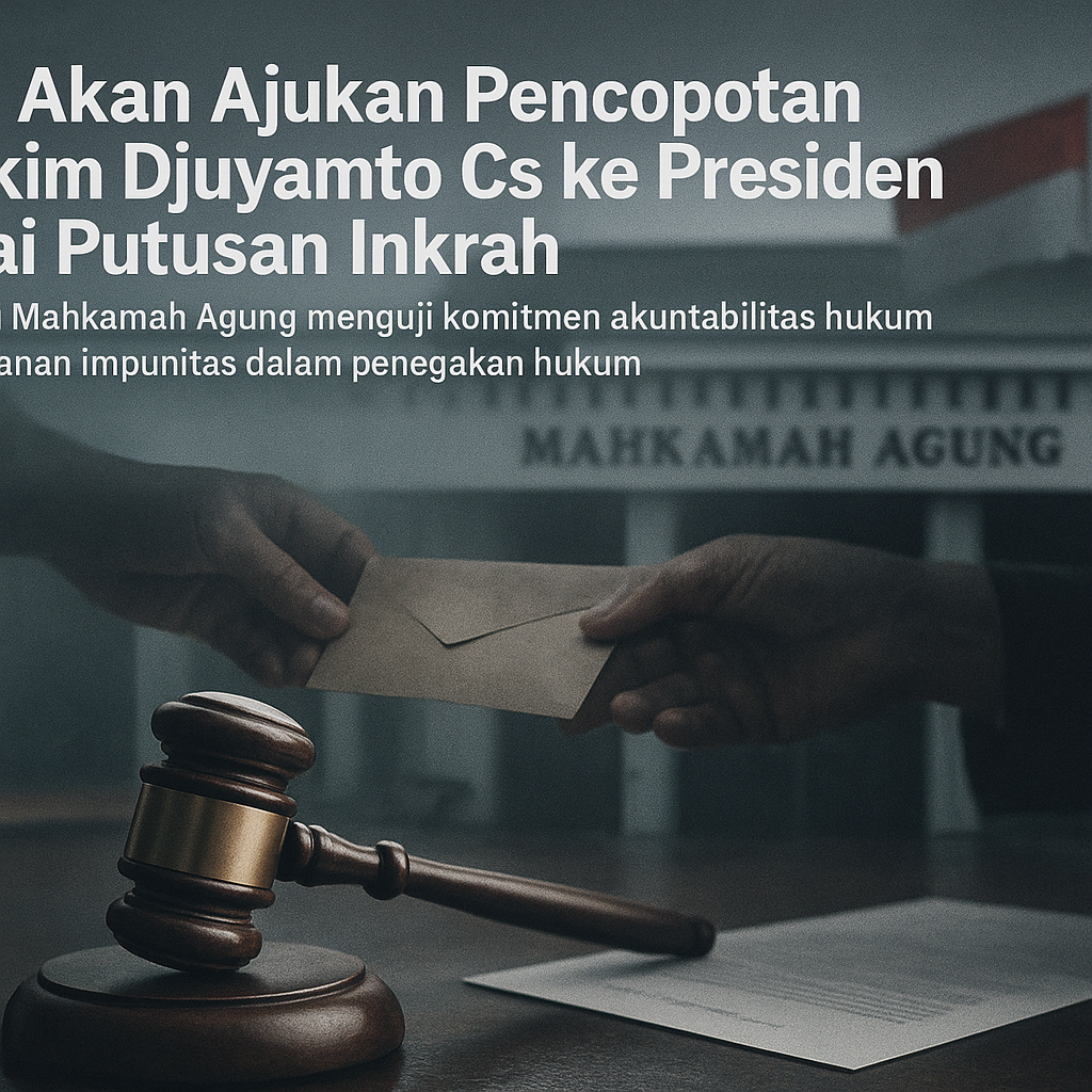 MA Akan Ajukan Pencopotan Hakim Djuyamto Cs ke Presiden Usai Putusan Inkrah