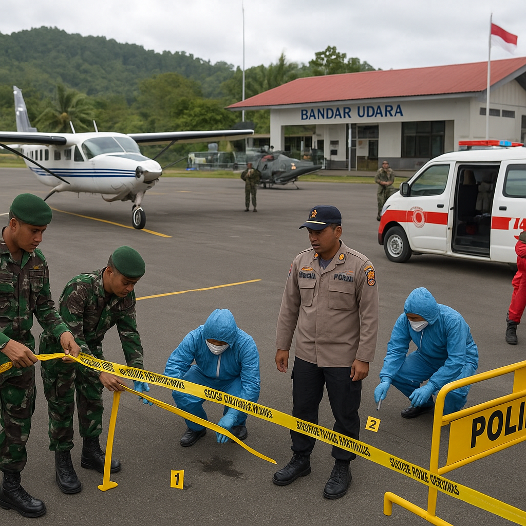 TNI-Polri Bersihkan TKP Penembakan Pilot di Yahukimo, Targetkan Penerbangan Segera Normal
