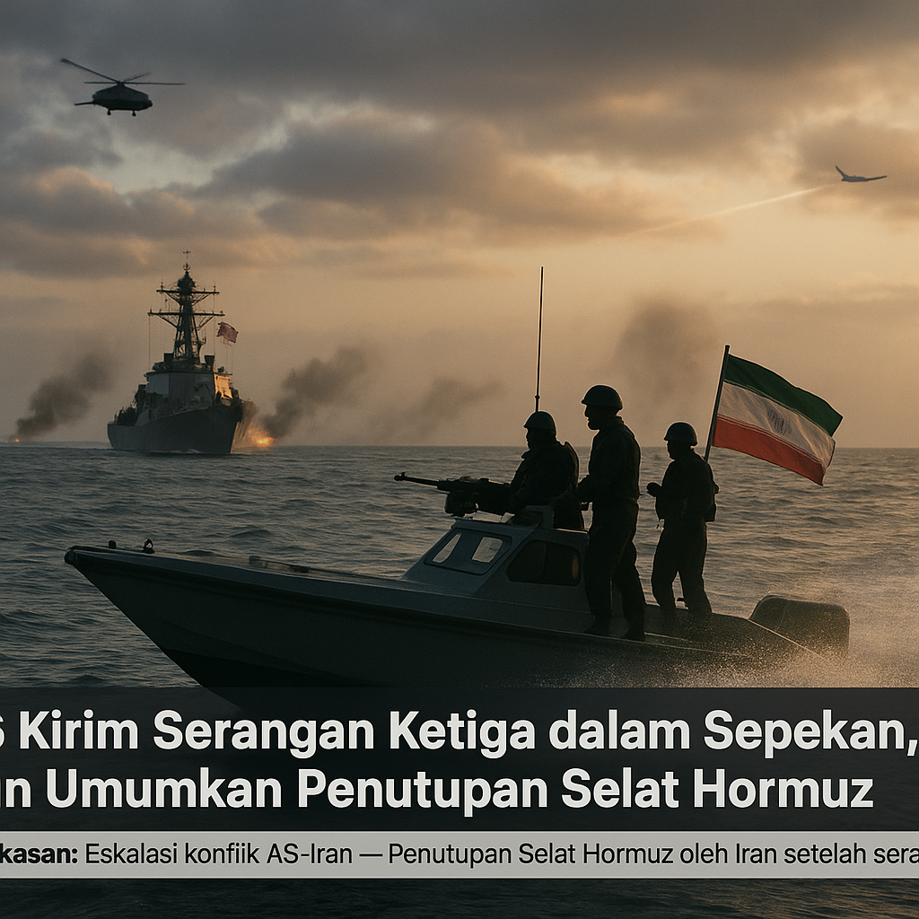 AS Kirim Serangan Ketiga dalam Sepekan, Iran Umumkan Penutupan Selat Hormuz