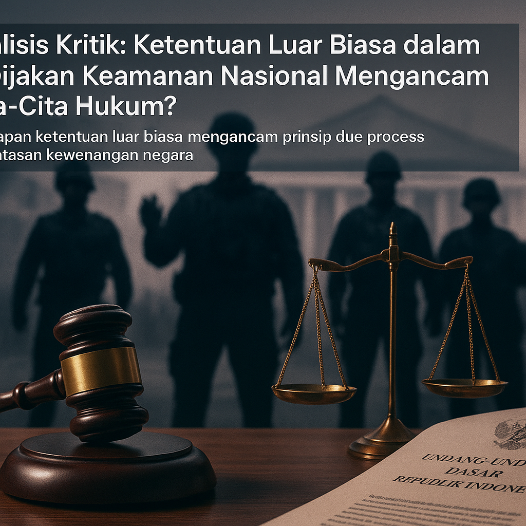 Analisis Kritik: Ketentuan Luar Biasa dalam Kebijakan Keamanan Nasional Mengancam Cita-Cita Hukum?