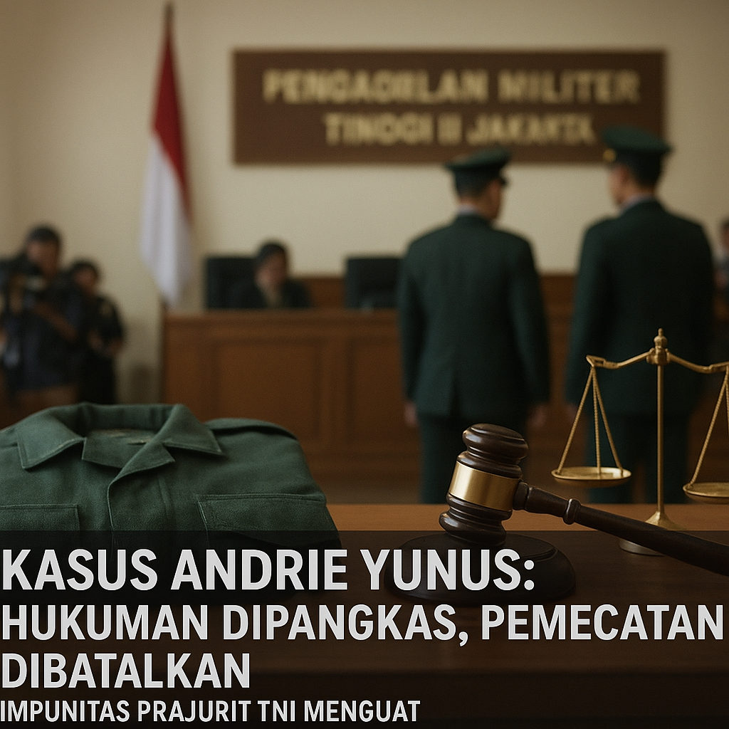 Kasus Andrie Yunus: Hukuman Dipangkas, Pemecatan Dibatalkan, Impunitas Prajurit TNI Menguat