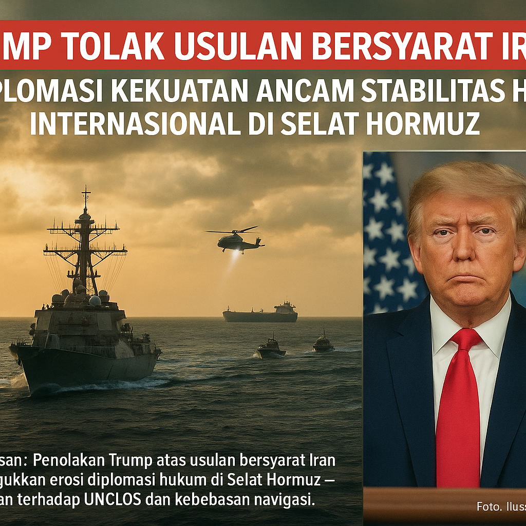 Trump Tolak Usulan Bersyarat Iran: Diplomasi Kekuatan Ancam Stabilitas Hukum Internasional di Selat Hormuz