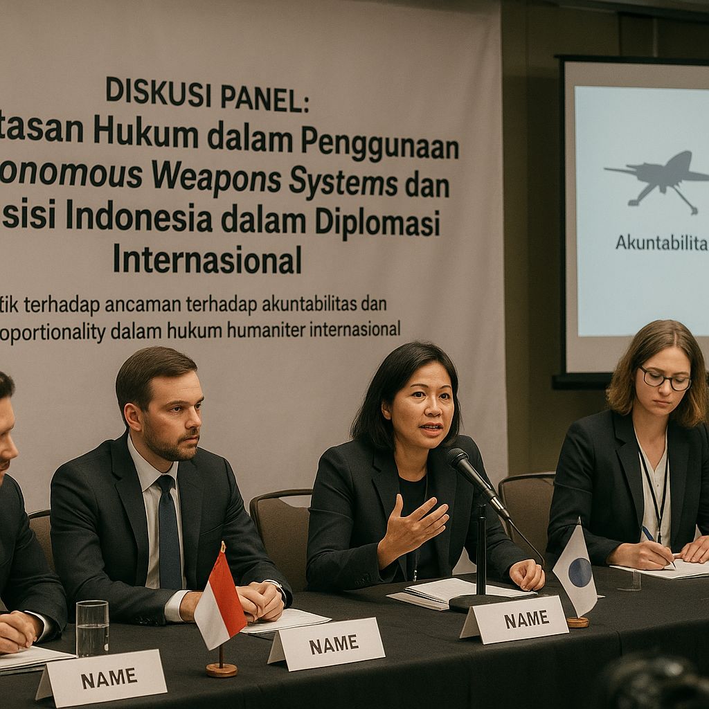 Diskusi Panel: Batasan Hukum dalam Penggunaan Autonomous Weapons Systems dan Posisi Indonesia dalam Diplomasi Internasional