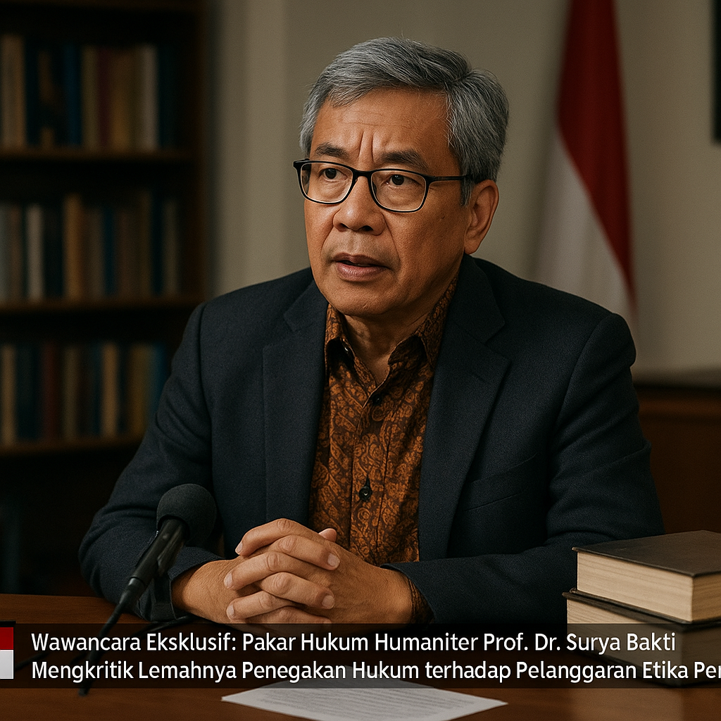 Wawancara Ekslusif: Pakar Hukum Humaniter Prof. Dr. Surya Bakti Mengkritik Lemahnya Penegakan Hukum terhadap Pelanggaran Etika Perang